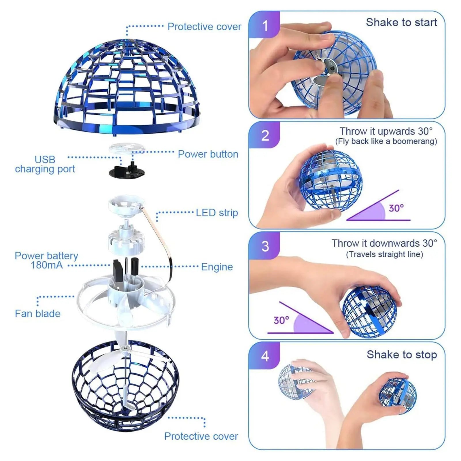 Flying Orb Ball - Hand-Controlled Boomerang Hover Toy for Teens - Perfect Gift